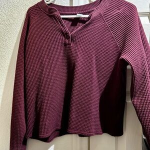 Women's Burgundy Waffle Knit Top